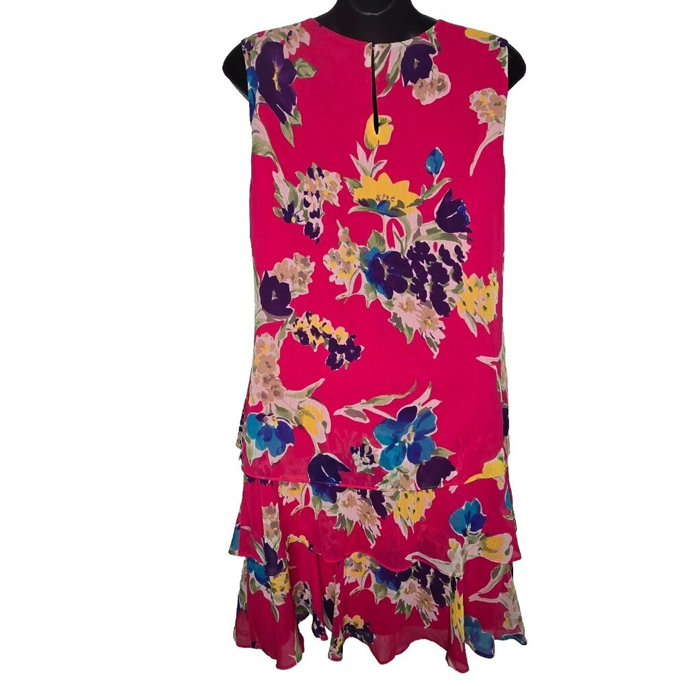 Lauren Ralph Lauren LRL‎ 8 Floral Pink Tiered Drop Waist Sleeveless Shift Dress - Picture 5 of 9